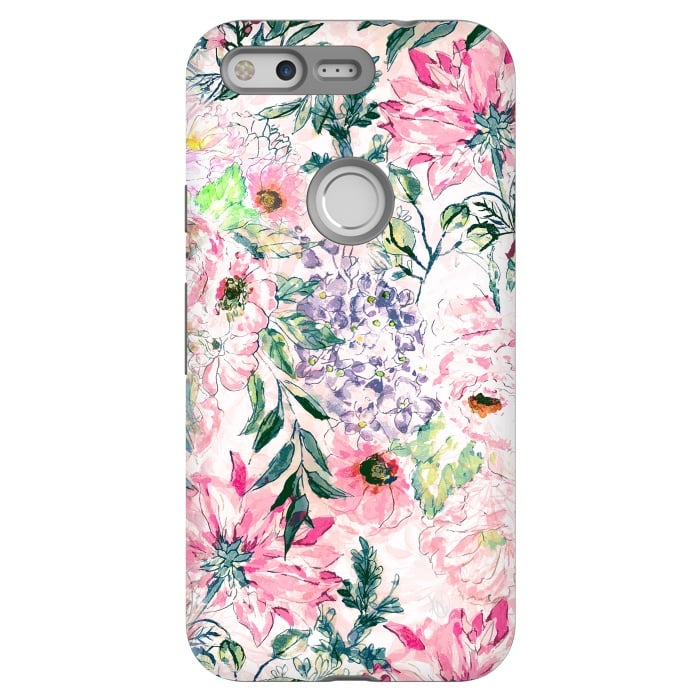 Pixel StrongFit Boho chic watercolor pink floral hand paint by InovArts