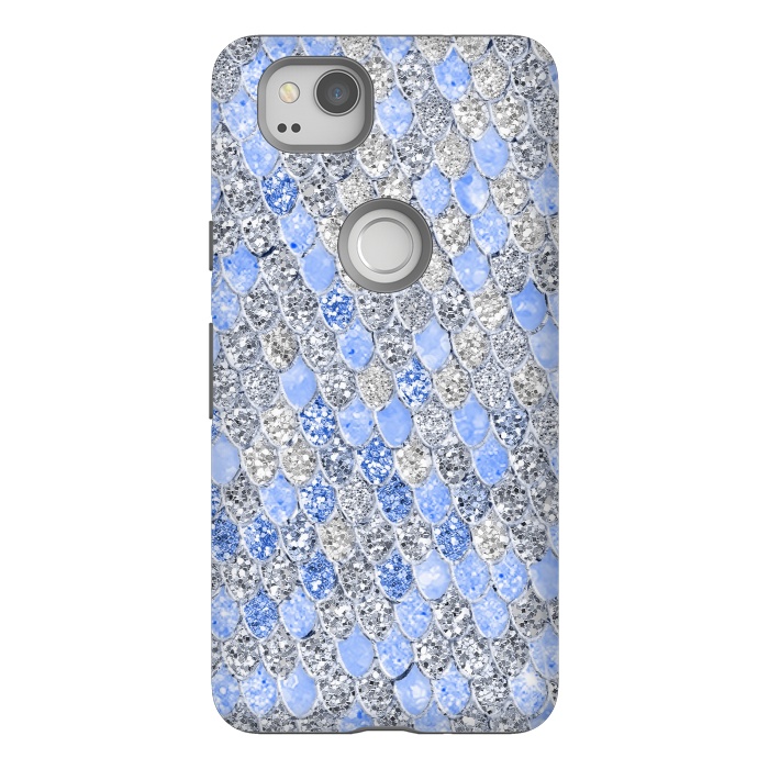 Pixel 2 StrongFit Blue and Silver Sparkling Mermaid Scales by  Utart