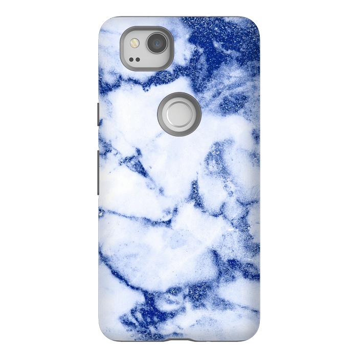 Pixel 2 StrongFit Blue Veined Glitter Marble by  Utart