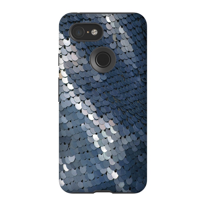 Pixel 3 StrongFit Shiny Blue Gray Sequins by Andrea Haase