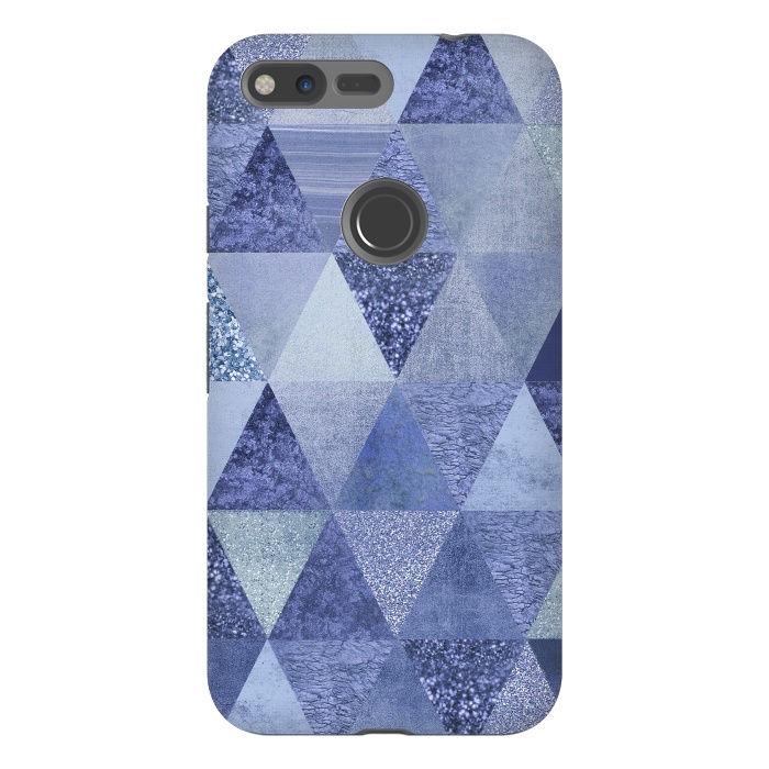 Pixel XL StrongFit Blue Glitter Triangle Pattern by Andrea Haase