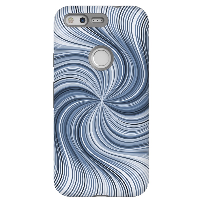 Pixel StrongFit Abstract Wavy Lines In Shades Of Blue by Andrea Haase