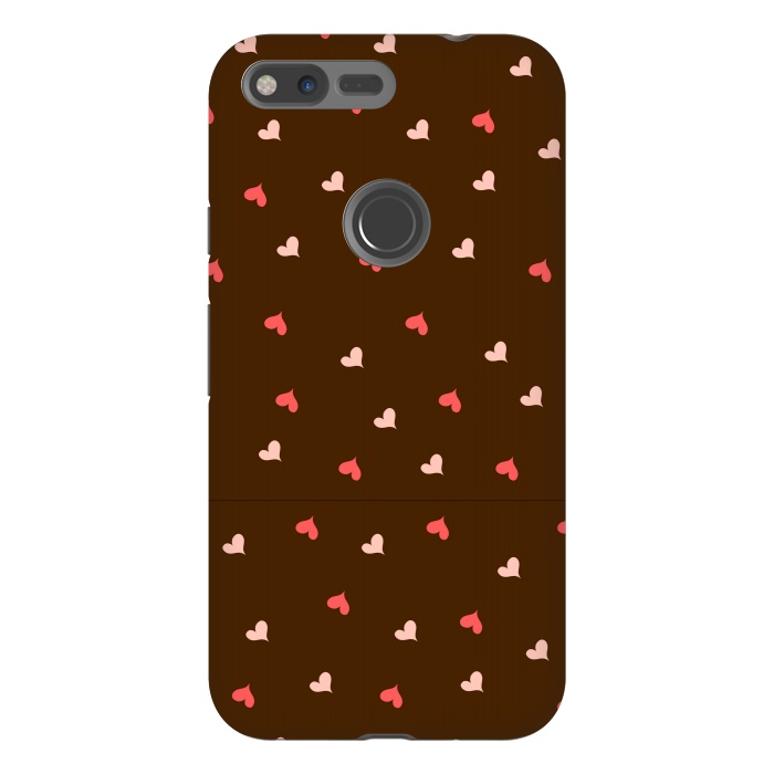 Pixel XL StrongFit red hearts with brown background by MALLIKA