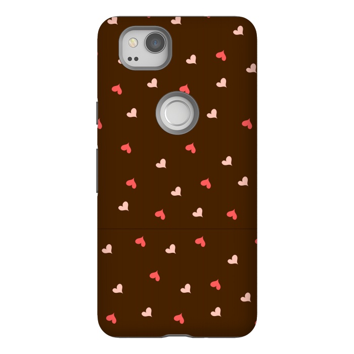 Pixel 2 StrongFit red hearts with brown background by MALLIKA