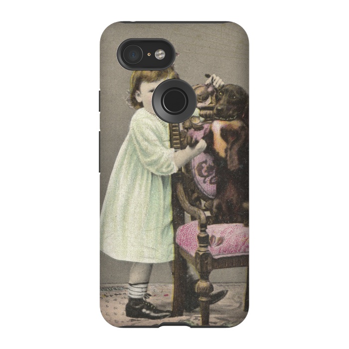 Pixel 3 StrongFit Vintage Girl With Dog by Andrea Haase