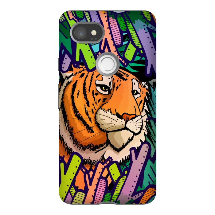 Pixel 2XL StrongFit Tiger in the undergrowth  by Steve Wade (Swade)
