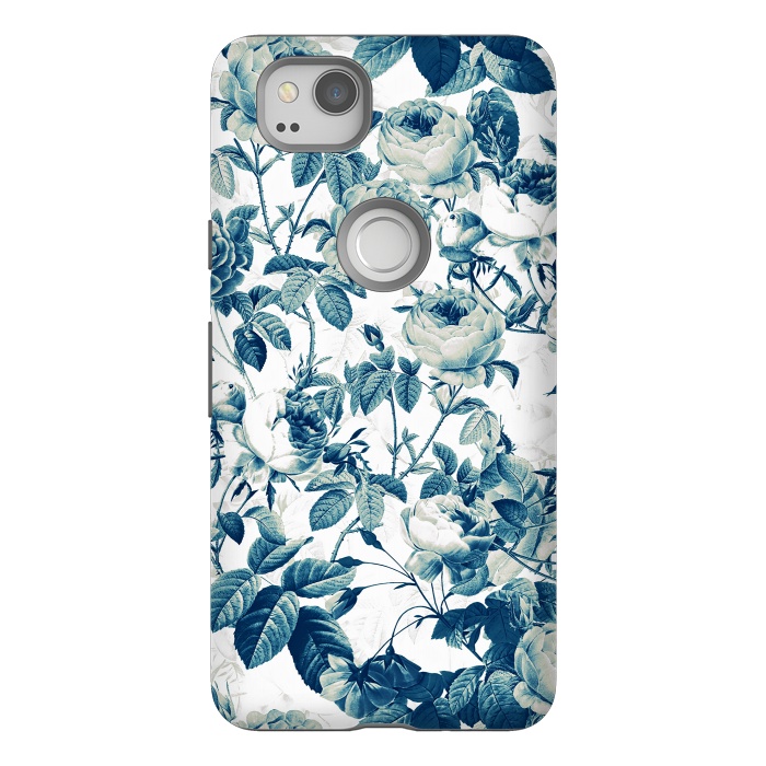 Pixel 2 StrongFit Blue Vintage Rose Pattern  by  Utart