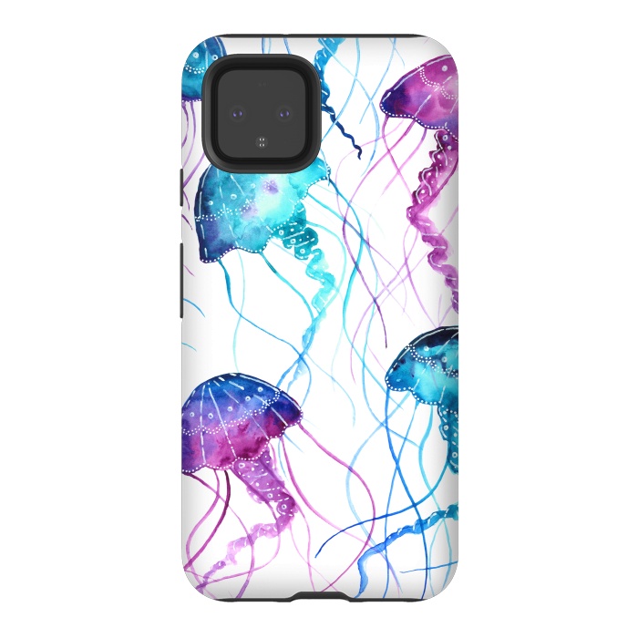 Pixel 4 StrongFit Watercolor Jellyfish Print by Becky Starsmore