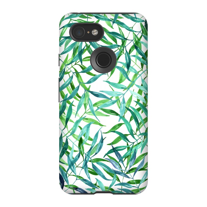 Pixel 3 StrongFit Green Palm Leaf Print by Becky Starsmore