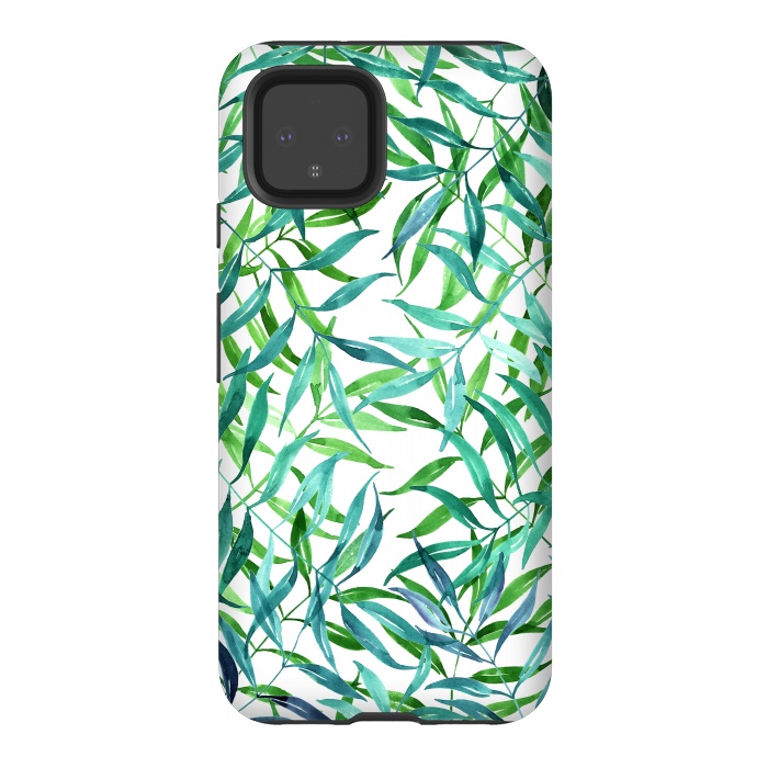 Pixel 4 StrongFit Green Palm Leaf Print by Becky Starsmore