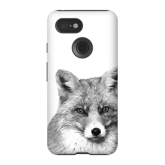 Pixel 3 StrongFit Black and White Fox by Alemi