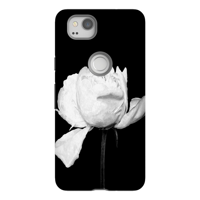 Pixel 2 StrongFit White Peony Black Background by Alemi