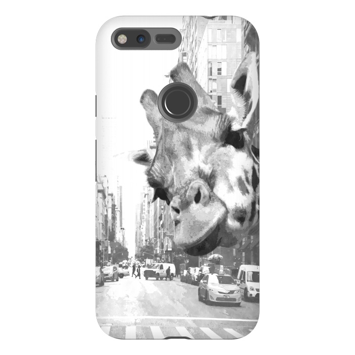 Pixel XL StrongFit Black and White Selfie Giraffe in NYC by Alemi