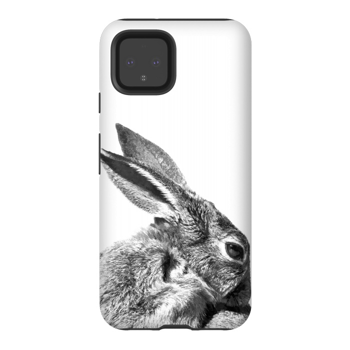 Pixel 4 StrongFit Black and White Rabbit by Alemi