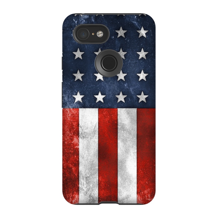 Pixel 3 StrongFit Grunge Style American Flag by Andrea Haase