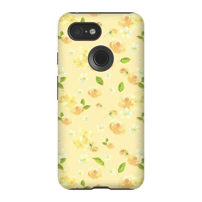 Pixel 3 StrongFit Lovely Yellow Roses Pattern by  Utart