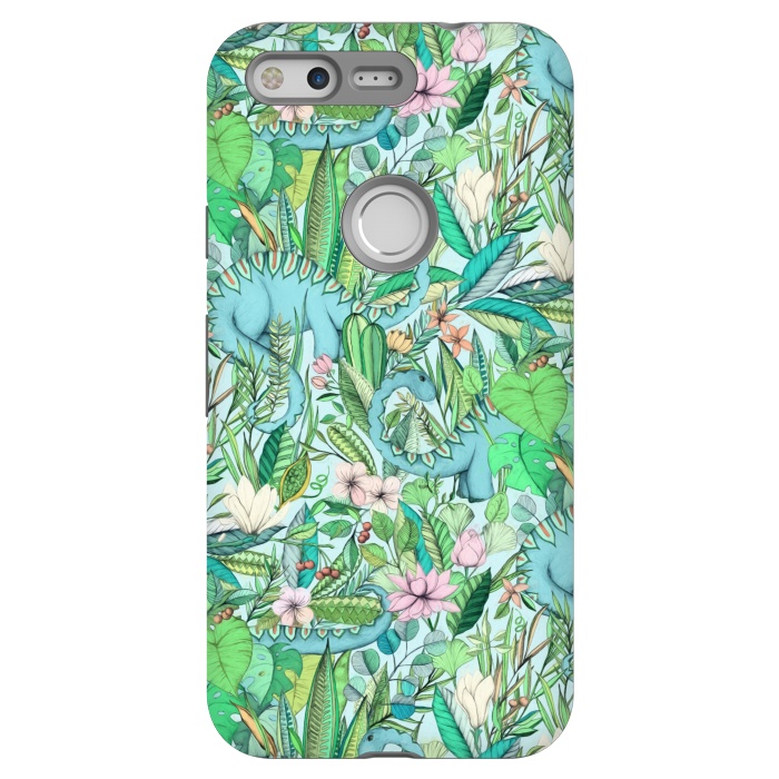 Pixel StrongFit Summer Floral with Dinosaurs by Micklyn Le Feuvre