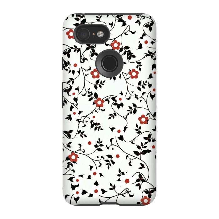 Pixel 3 StrongFit Read & white flowers by Jms