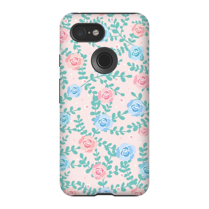 Pixel 3 StrongFit Pink blue roses by Jms