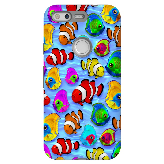 Pixel StrongFit Tropical Colorful Fish Pattern by BluedarkArt