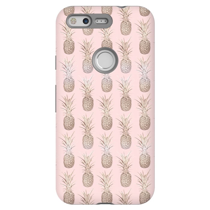 Pixel StrongFit Golden and blush pineapples pattern by InovArts