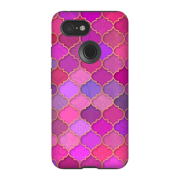 Pixel 3 StrongFit Moroccan Tiles Pattern by Quirk It Up