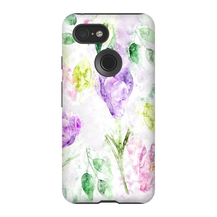 Pixel 3 StrongFit Watercolor Flora by Creativeaxle