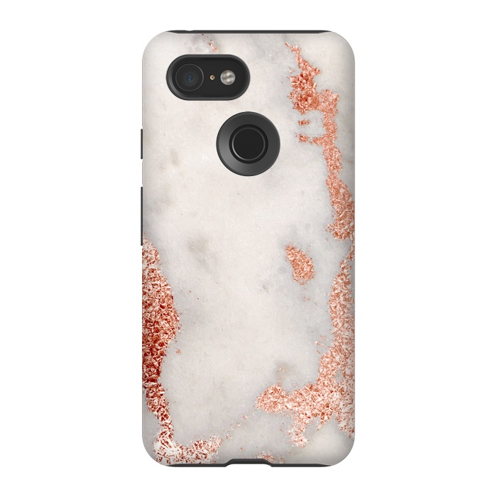Pixel 3 StrongFit Gold Rose Marble by Alemi