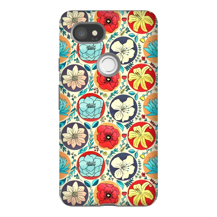 Pixel 2XL StrongFit Polka Dot Floral On Cream by Tigatiga