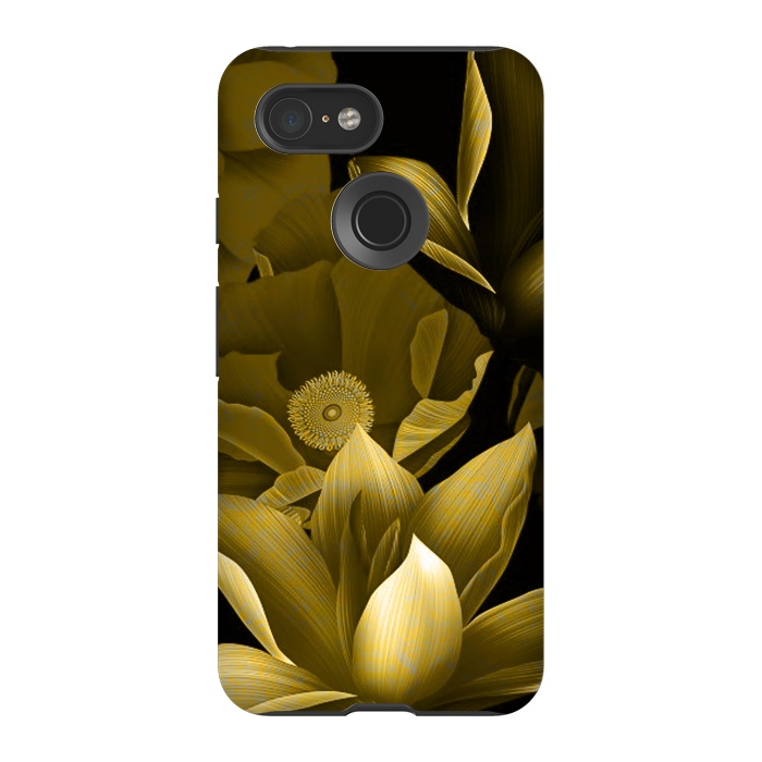 Pixel 3 StrongFit Gold floral by Kashmira Baheti
