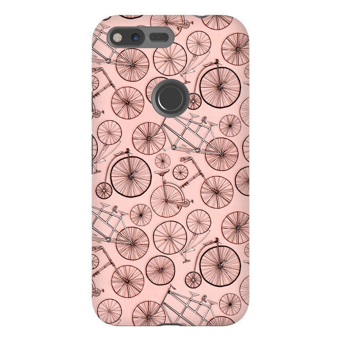 Pixel XL StrongFit Vintage Bicycles on Pink by Tigatiga