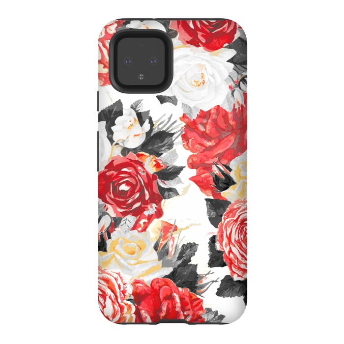 Pixel 4 StrongFit Red and white rose bouquet by Oana 