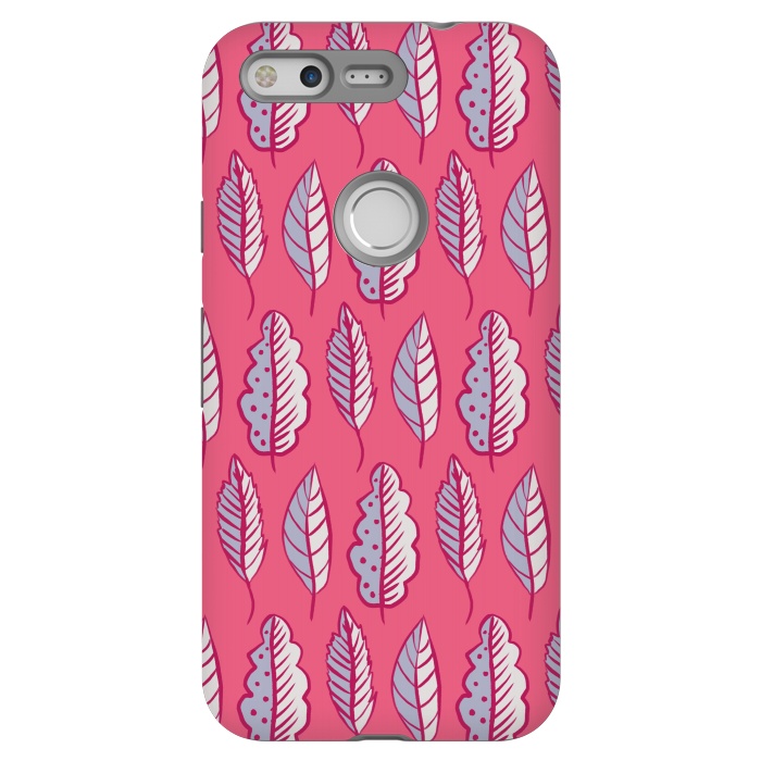 Pixel StrongFit Pink Leaves Abstract Decorative Pattern by Boriana Giormova