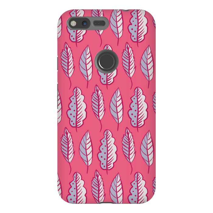 Pixel XL StrongFit Pink Leaves Abstract Decorative Pattern by Boriana Giormova