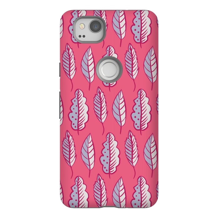 Pixel 2 StrongFit Pink Leaves Abstract Decorative Pattern by Boriana Giormova