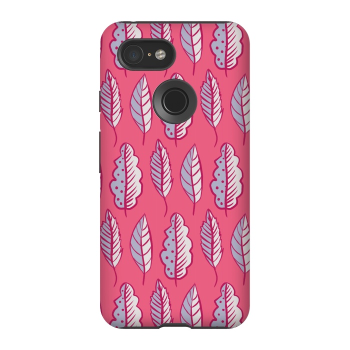 Pixel 3 StrongFit Pink Leaves Abstract Decorative Pattern by Boriana Giormova