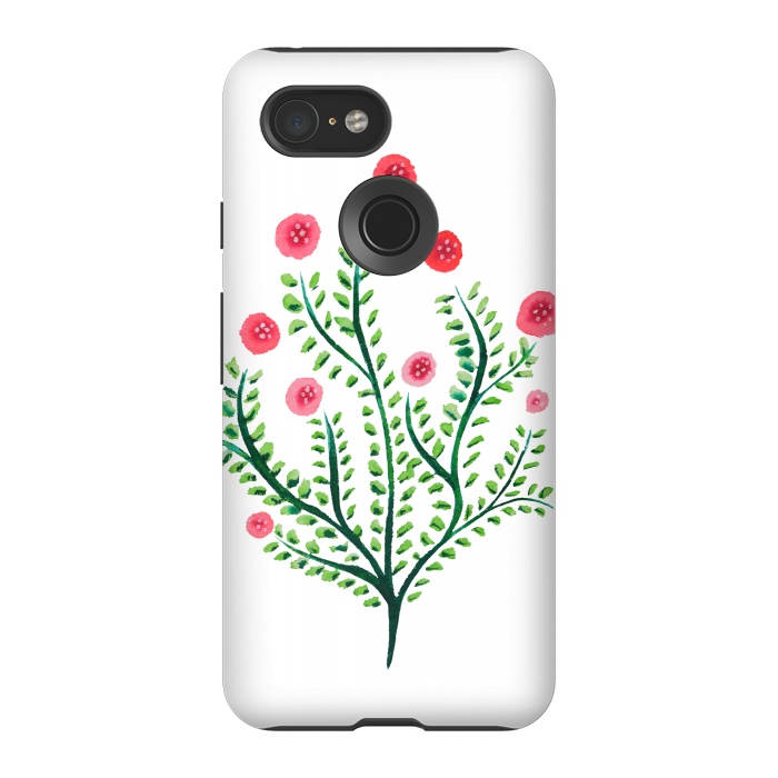 Pixel 3 StrongFit Spring Plant In Pink And Green by Boriana Giormova