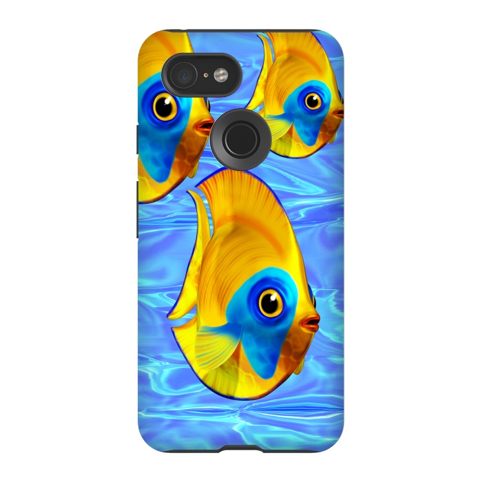 Pixel 3 StrongFit Fish 3D Cute Tropical Cutie on Clear Blue Ocean Water  by BluedarkArt