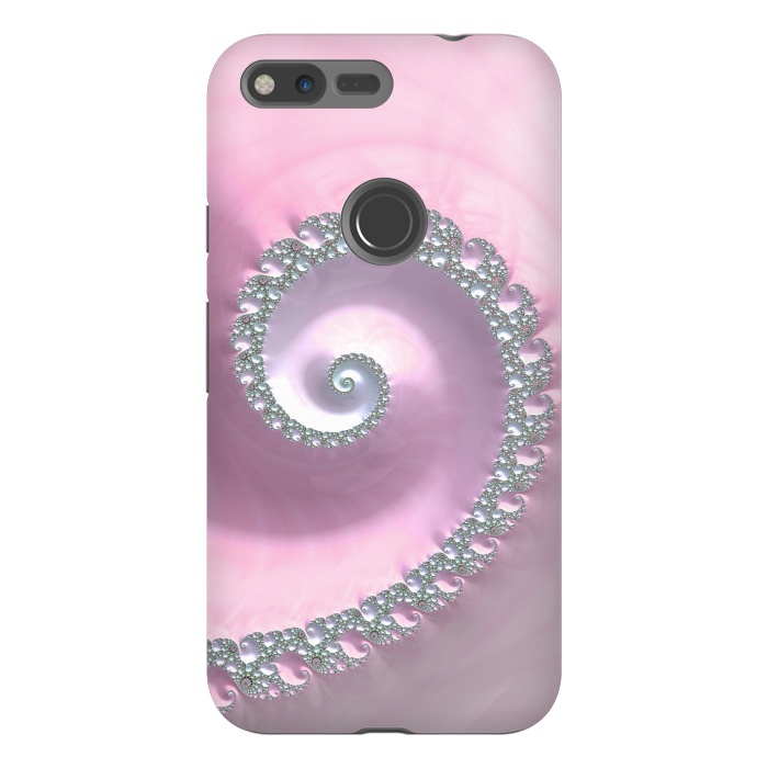 Pixel XL StrongFit Pink Pastel Fractal Swirl by Andrea Haase