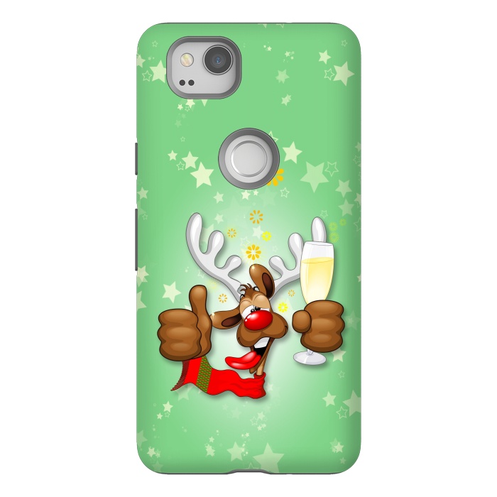 Pixel 2 StrongFit Reindeer Drunk Funny Christmas Character by BluedarkArt