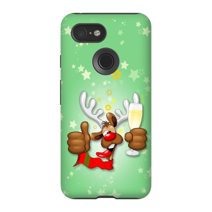 Pixel 3 StrongFit Reindeer Drunk Funny Christmas Character by BluedarkArt