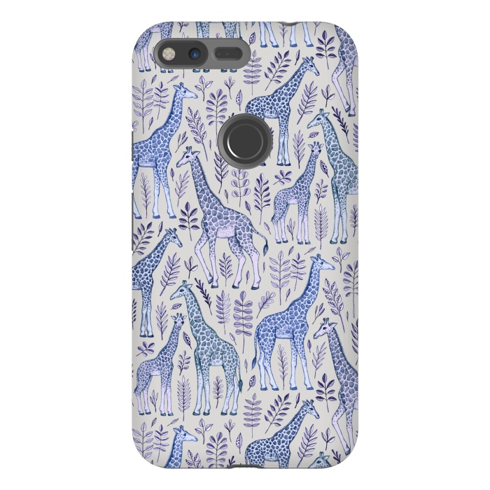 Pixel XL StrongFit Little Giraffes in Blue, Purple and Grey by Micklyn Le Feuvre