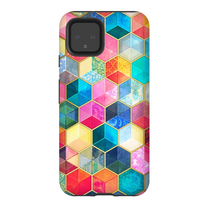 Pixel 4 StrongFit Crystal Bohemian Honeycomb Cubes by Micklyn Le Feuvre