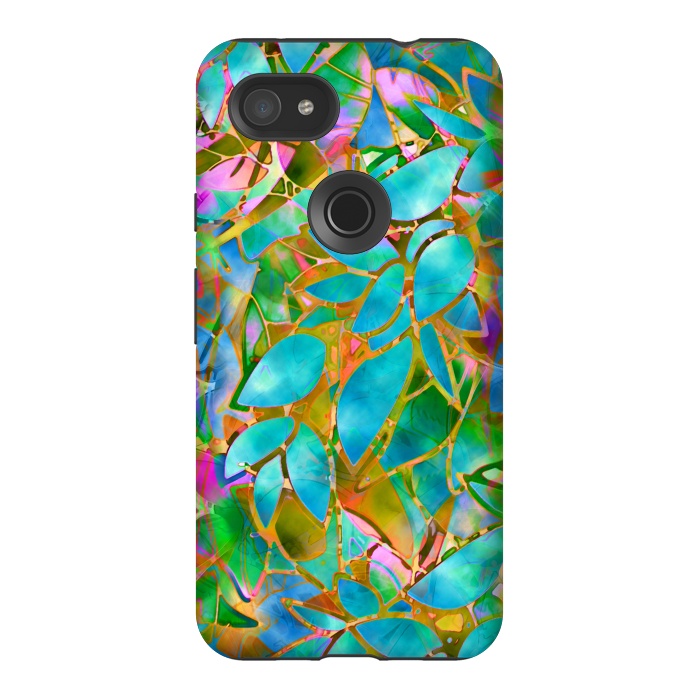 Pixel 3AXL StrongFit Floral Abstract Stained Glass G265  by Medusa GraphicArt
