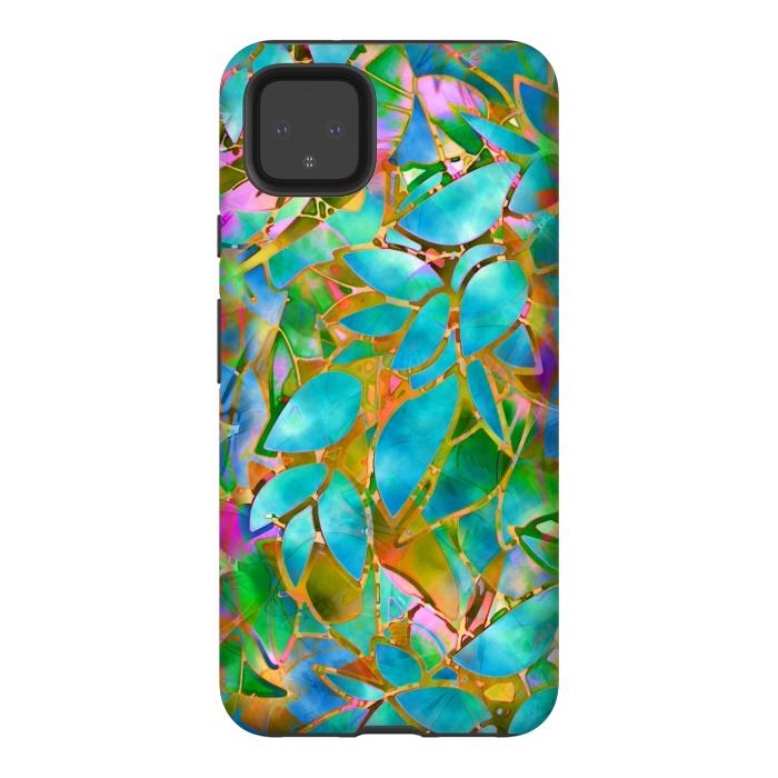 Pixel 4XL StrongFit Floral Abstract Stained Glass G265  by Medusa GraphicArt
