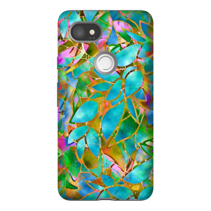 Pixel 2XL StrongFit Floral Abstract Stained Glass G265  by Medusa GraphicArt
