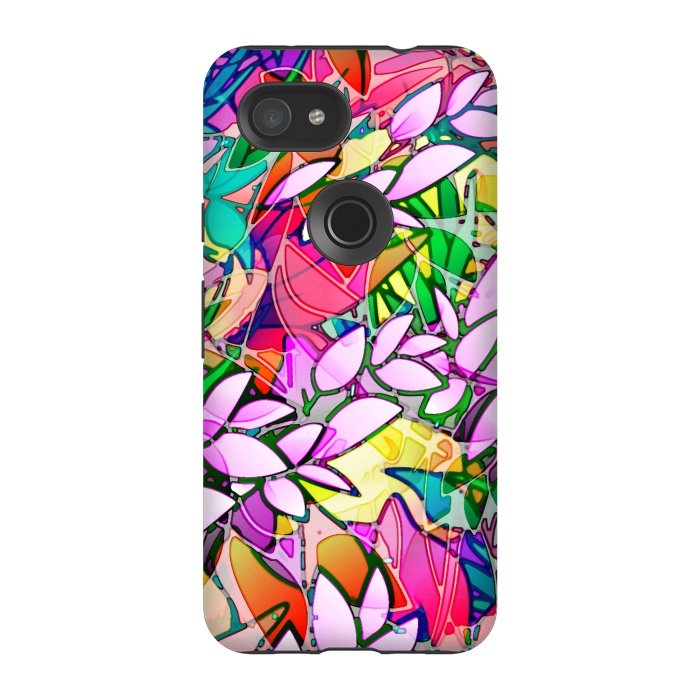 Pixel 3A StrongFit Grunge Art Floral Abstract G130  by Medusa GraphicArt