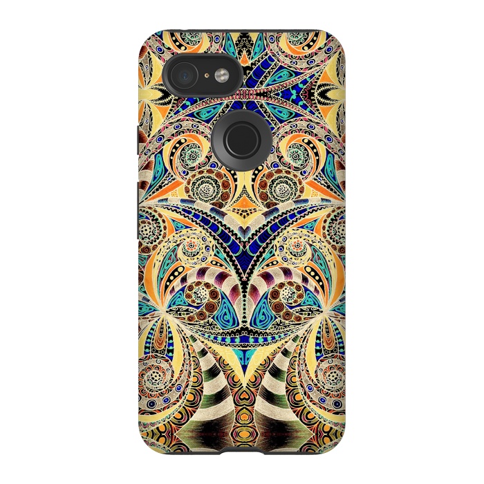 Pixel 3 StrongFit Drawing Floral Zentangle G240 by Medusa GraphicArt
