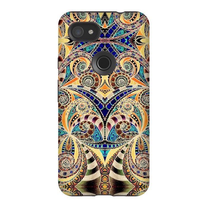 Pixel 3AXL StrongFit Drawing Floral Zentangle G240 by Medusa GraphicArt