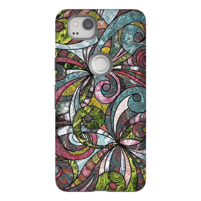 Pixel 2 StrongFit Drawing Floral Zentangle G203 by Medusa GraphicArt